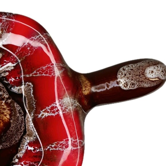 Vintage Ceramic Dust Pan Ashtray Catchall Lava Look Red Brown White MCM 10x6x2 - Picture 5 of 12